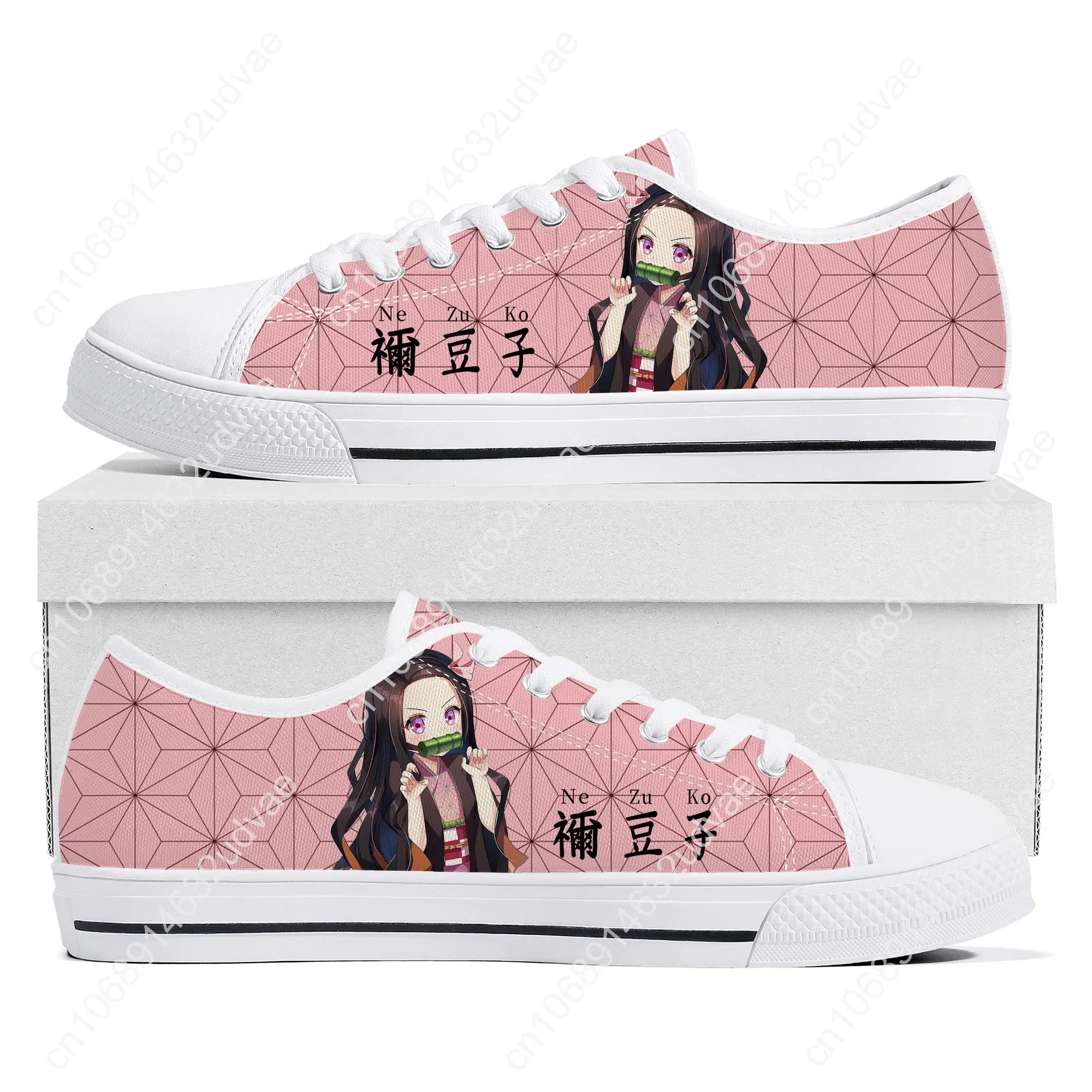 Anime Dämon Slayer Kimetsu kein Yaiba Low Top Sneakers Herren Damen Teenager Leinwand Sneaker lässig Tanjirou Nezuko benutzer definierte Schuh