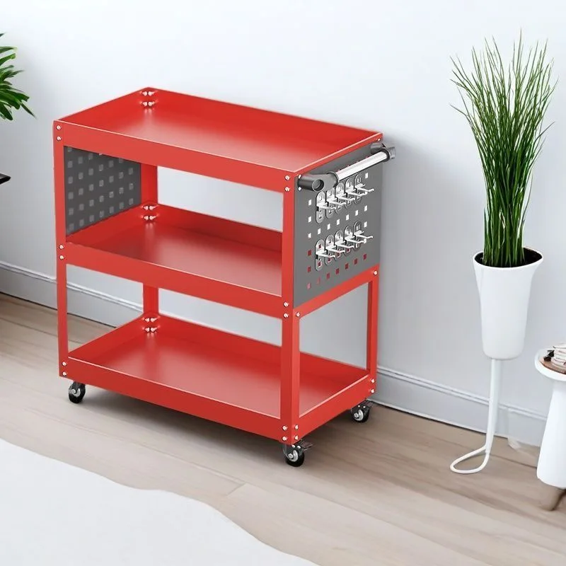 Three-layer tool cart trolley auto repair workshop hardware parts shelf layer multi-functional mobile repair cabinet