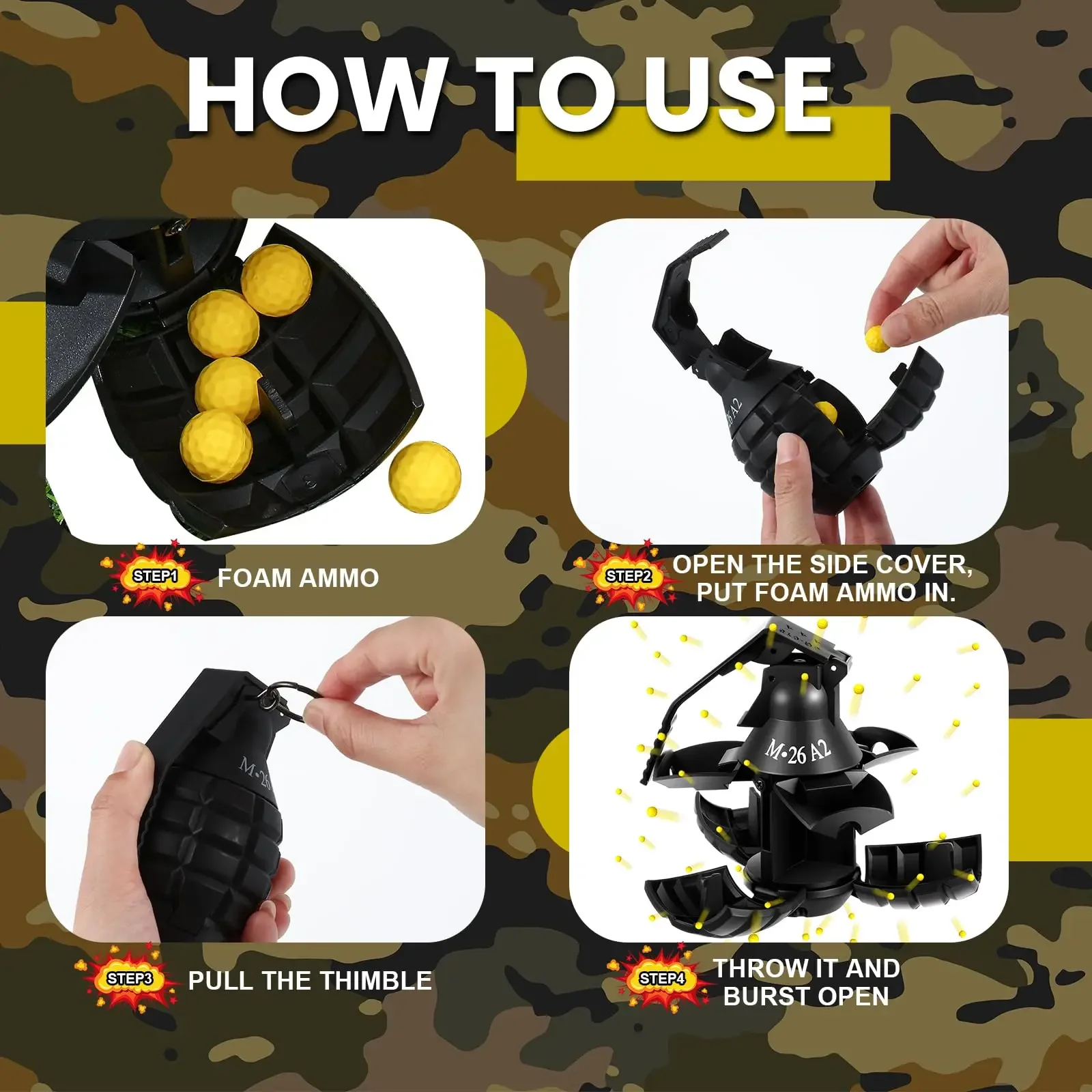 VV- Grenade Toy for Battle Game Tactical Water Toy Grenades for Outdoor Sport Role Play Prop Game Powerful Spring Impact