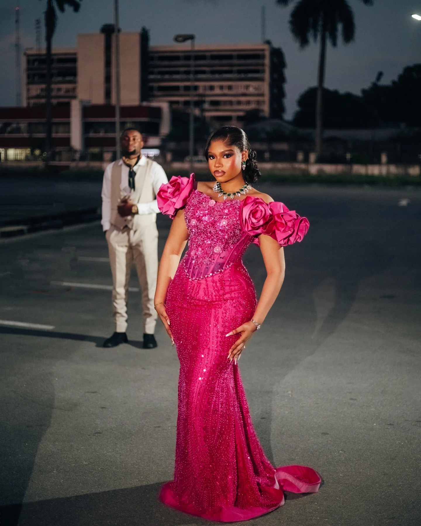 Fuchsia sirène 2026 robes de bal fleurs perles cristaux paillettes soirée formelle fête d'anniversaire robes robes ZJ2606