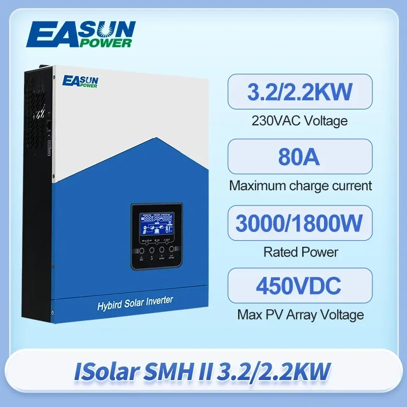 

EASUN POWER Hybrid Solar Inverter 3200W 220VAC Hybrid Inverter MPPT 80A 450VDC 3KVA Inverter Solar System Accessories Dropship