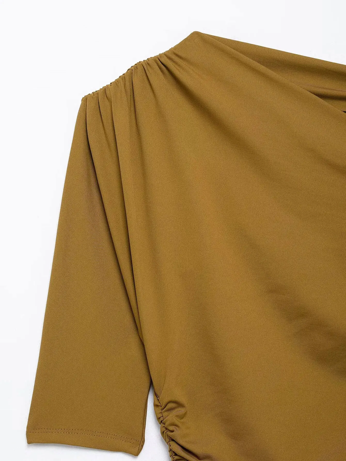 HH 2025, Frühling, Damen, sexy, asymmetrisch, faltig, Weste, schick, schmaler Kragen, One-Shoulder-Damen, schmales T-Shirt, Top, Straßenkleidung – Detail 9