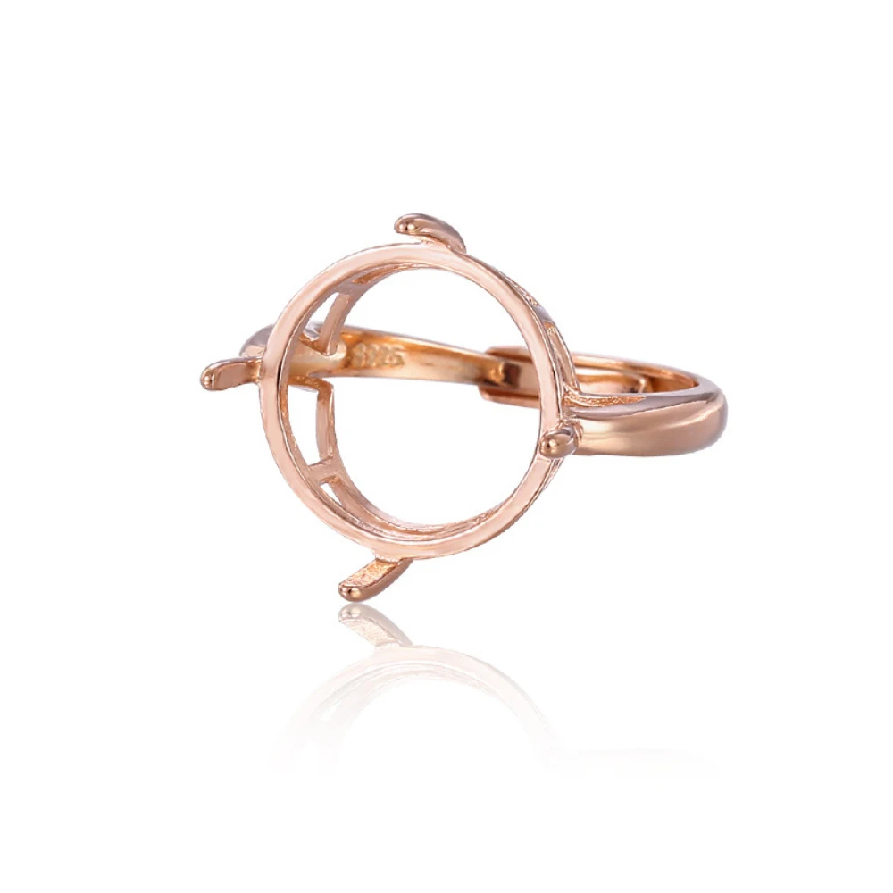 

Ring Blank (5x5mm/6x6mm/8x8mm/9x9mm/10x10mm/12x12mm/15x15mm Round Blank) Adjustable Rose Gold Plated 925 Silver Ring Base