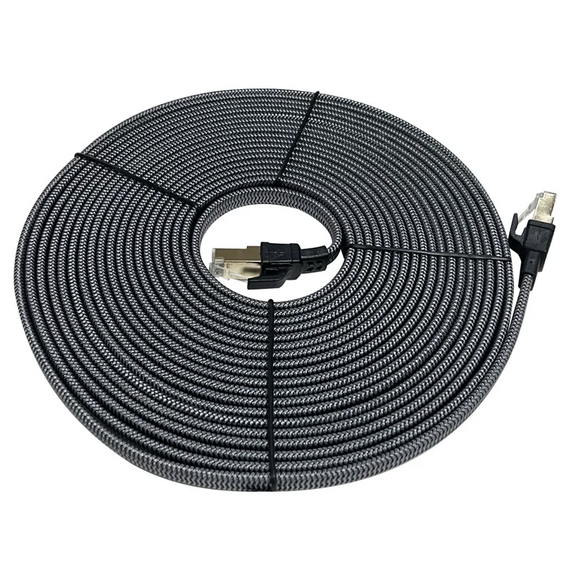 CAT8 Ethernet Cable 40Gbps Flat Nylon Braided Network Cord LAN Wire RJ45 Router Cable For PC Modem Laptop PS5 Cat 8 Cord 5M 10M
