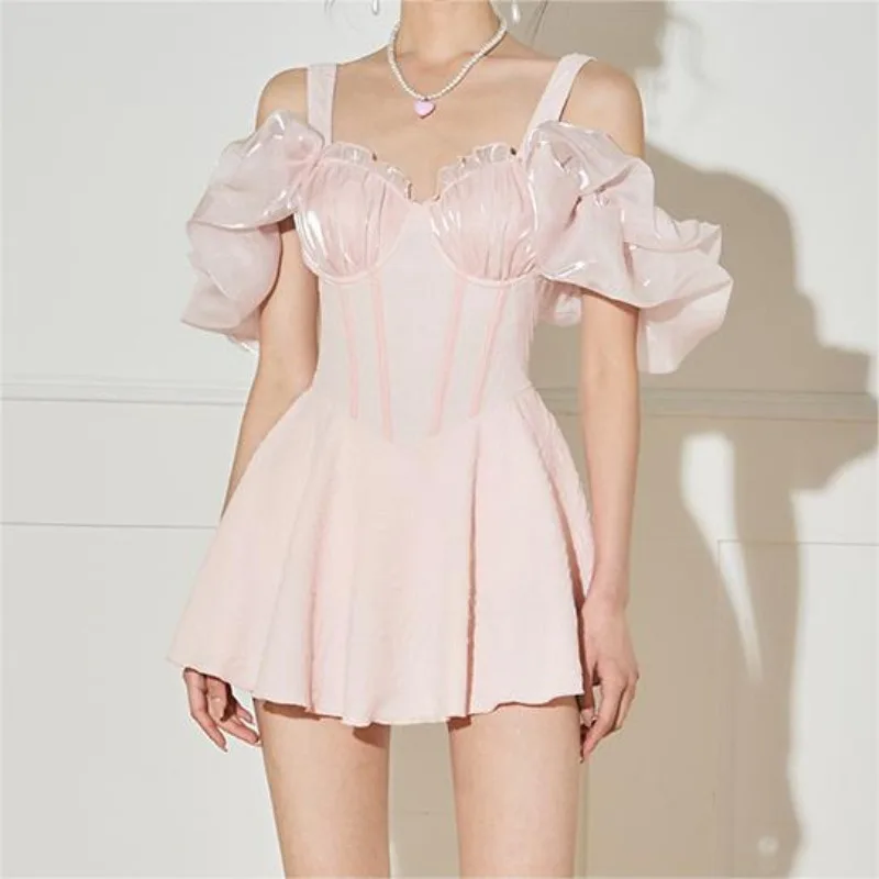 Solid Color Swimwear Women's One-piece Skirt Style Slim Fashion Resort Swimwear New Drop Shipping Купальник Слитный