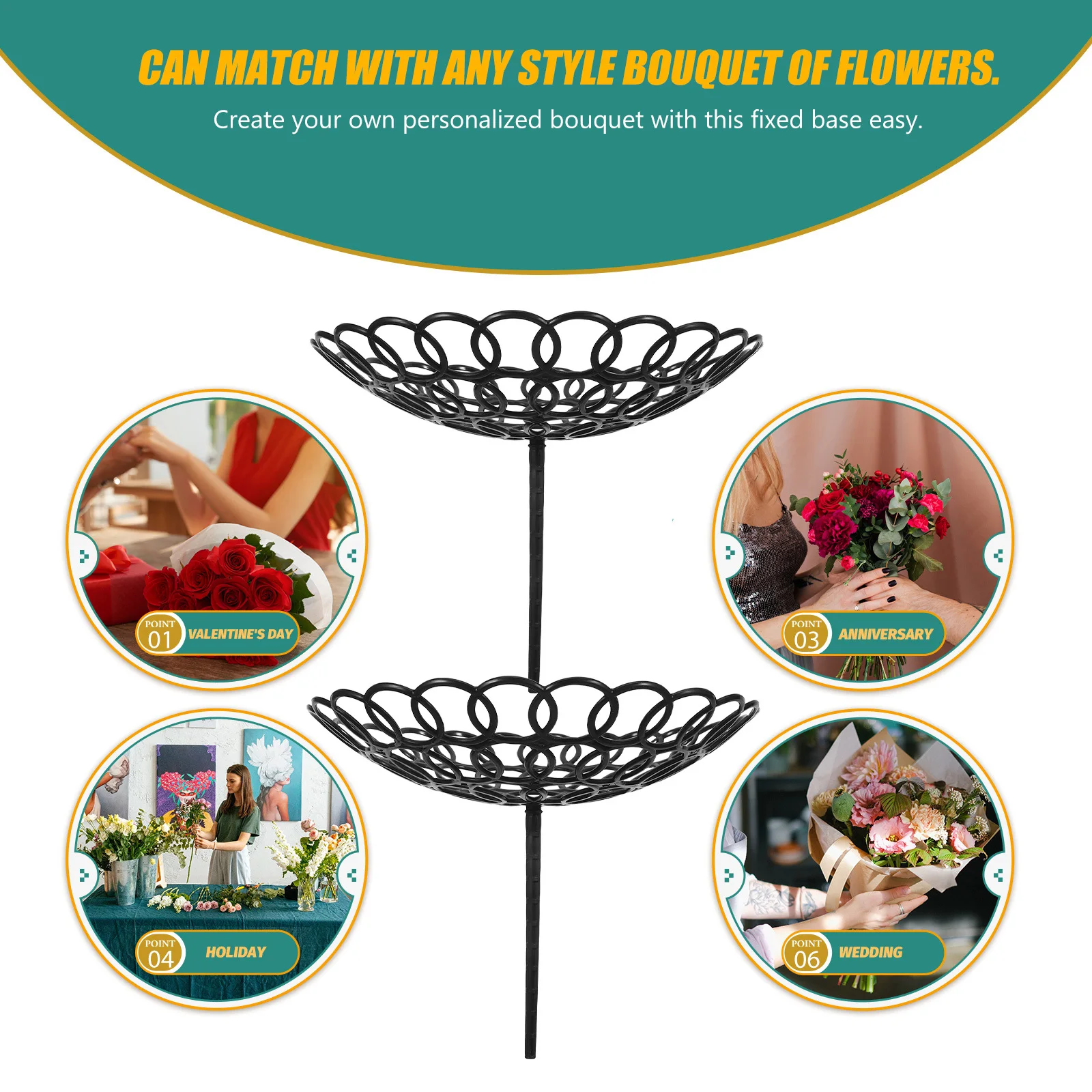 5 قطعة حامل باقة بلاستيكية تشكيلة زهور حامل ثابت دائم ديكور منزلي للزفاف أداة باقة رف لوازم الحدائق