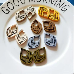 10Pcs/Lot New Creative Hollow Wood Geometric Waterdrop Charm Connectors Diy Earrings Pendant Jewelry Making Acessories Material