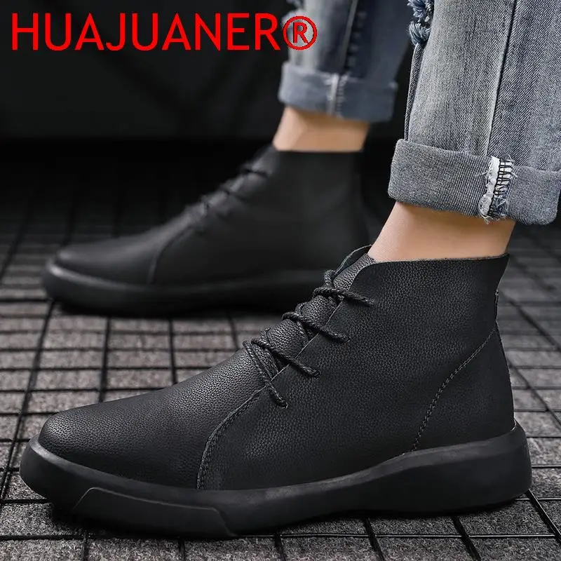 Luxury Brand Winter Fur Warm Chelsea Men Boots Fashion Vintage Ankle Boots Tendon Sole Wear Work Boots Outdoor Soft Sole Boots view 5