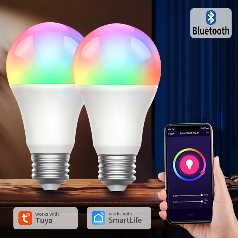 TNCE Smart Bluetooth Led Bulb Dimmable Light Lamp E27 10W/15W Bulbs Party Light Color Adjustable Dimmer Smart Life App Control