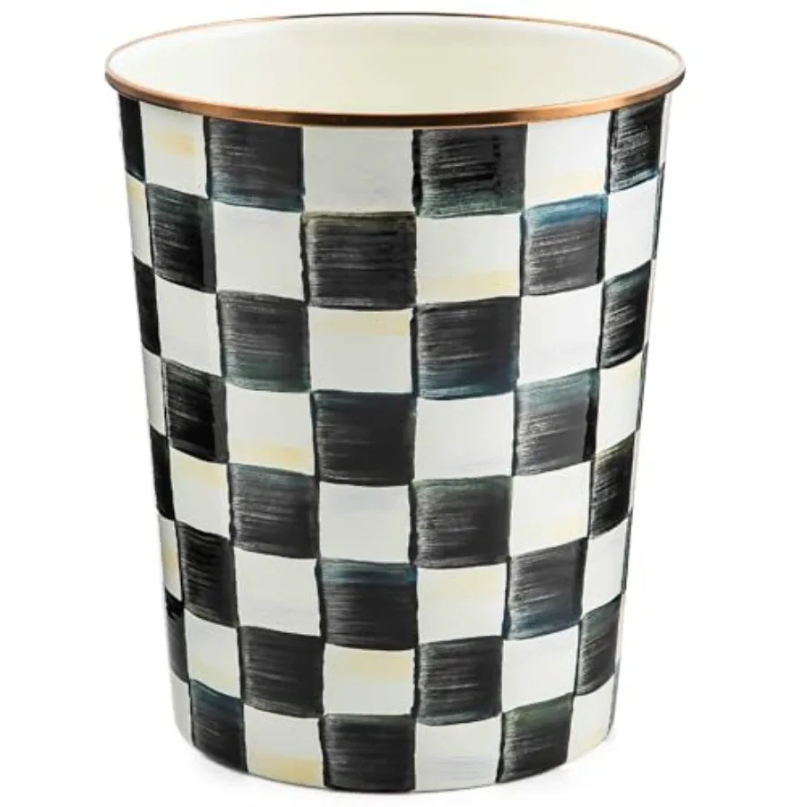 

Waste Bin, Decorative Bedroom Trash Can or Bathroom Trash Can, Black-and-White