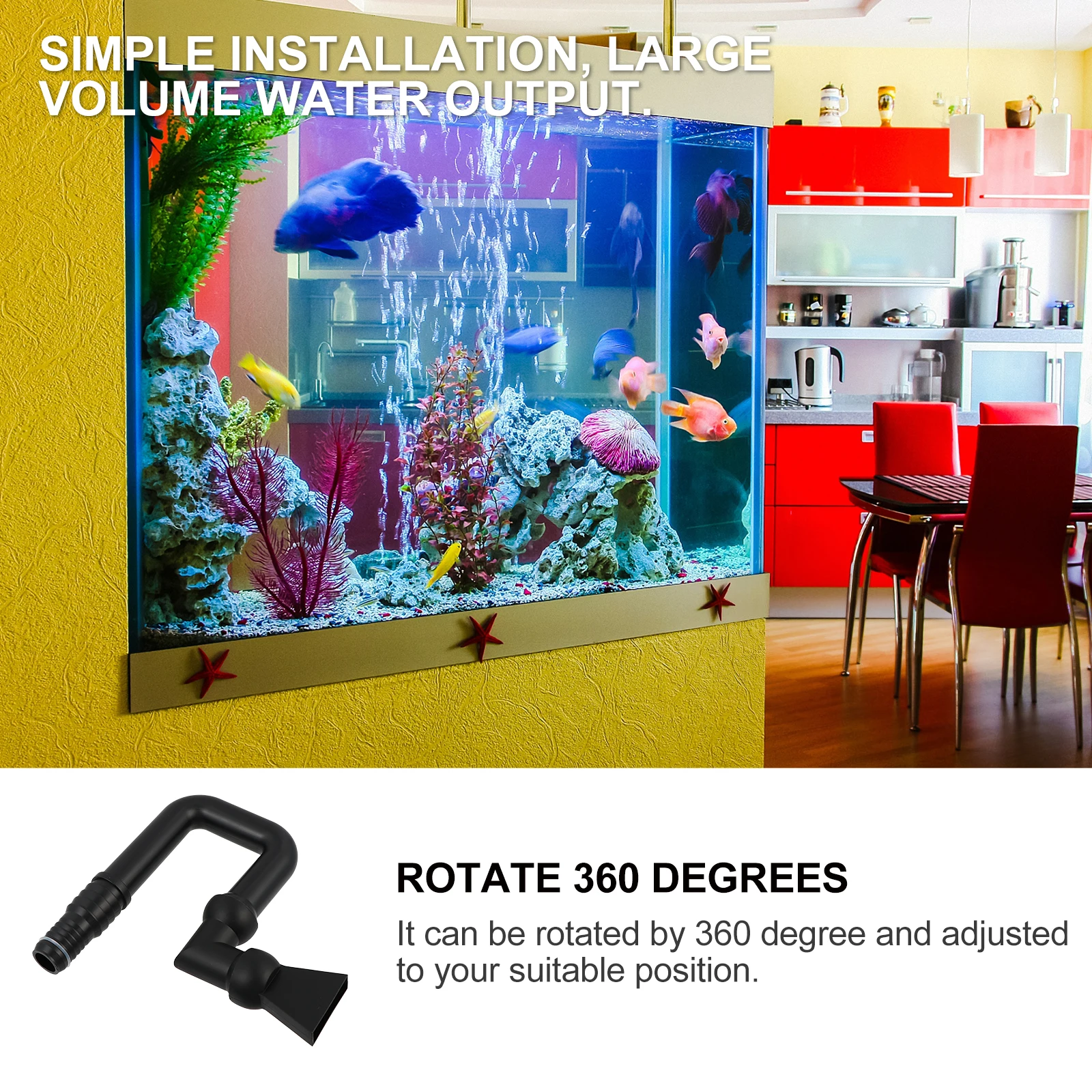 

Plastic U-shaped Duckbill Nozzle for Fish Hose High Grade Large Volume 360 Degree Rotatable Aquarium Water Outlet Tank End Pipe