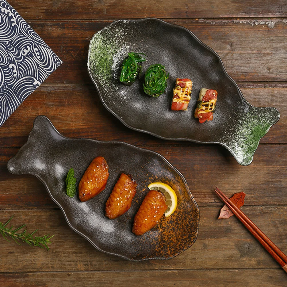 

Fish Shaped Steamed Fish Plate Food Grade Ceramic Decorative Serving Platter Home Restaurant Sushi Plate Household Usage