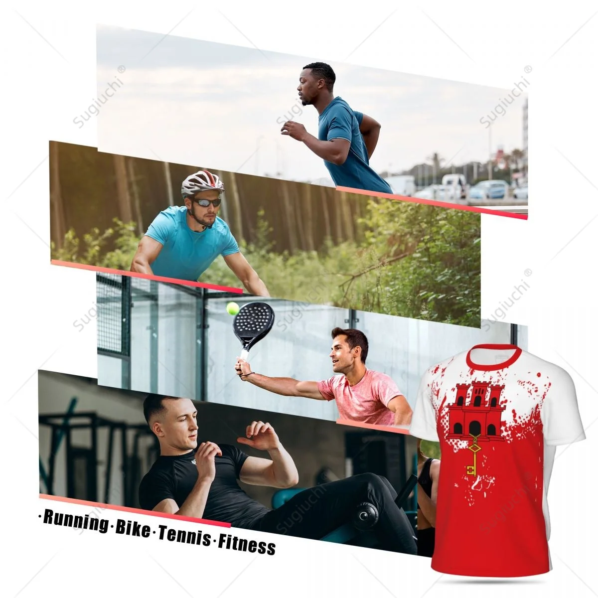 تصميم حصري جبل طارق العلم الحبوب ثلاثية الأبعاد المطبوعة الرجال لتشغيل الدراجة كرة القدم تنس اللياقة البدنية الرياضة التي شيرت شبكة تي شيرت قصير #5