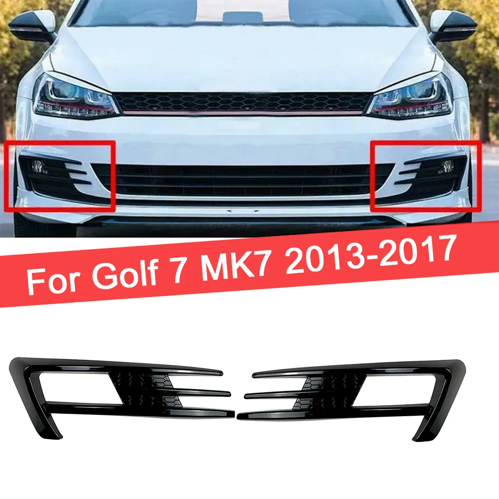 Car Bumper Fog Light Grille Cover Trim For Volkswagen Golf 7/7.5 2014 2015 2016 2017 2018 2019 Gloss Black Fog Lamp Decoration