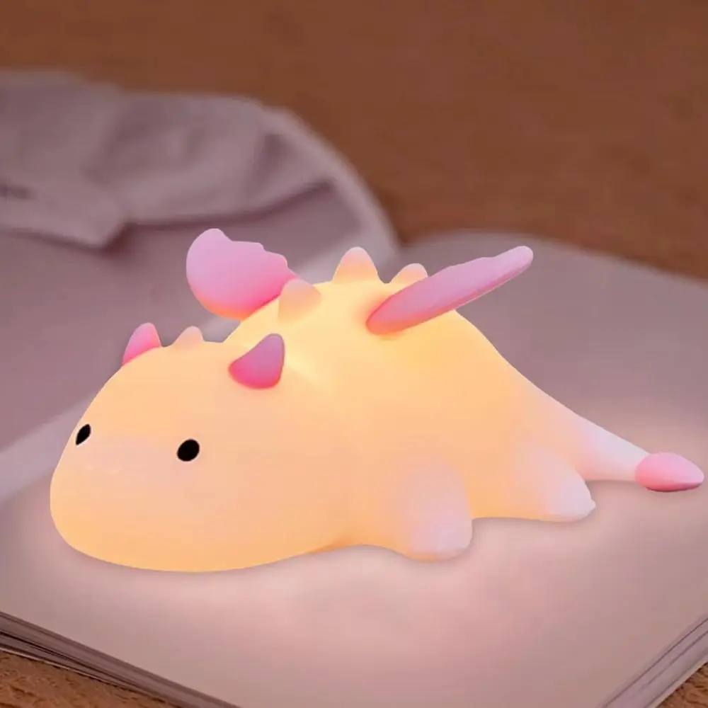 7 cores dragão luz noturna base magnética sensor de toque silicone luz noturna 3 modos função temporizador luz noturna regulável