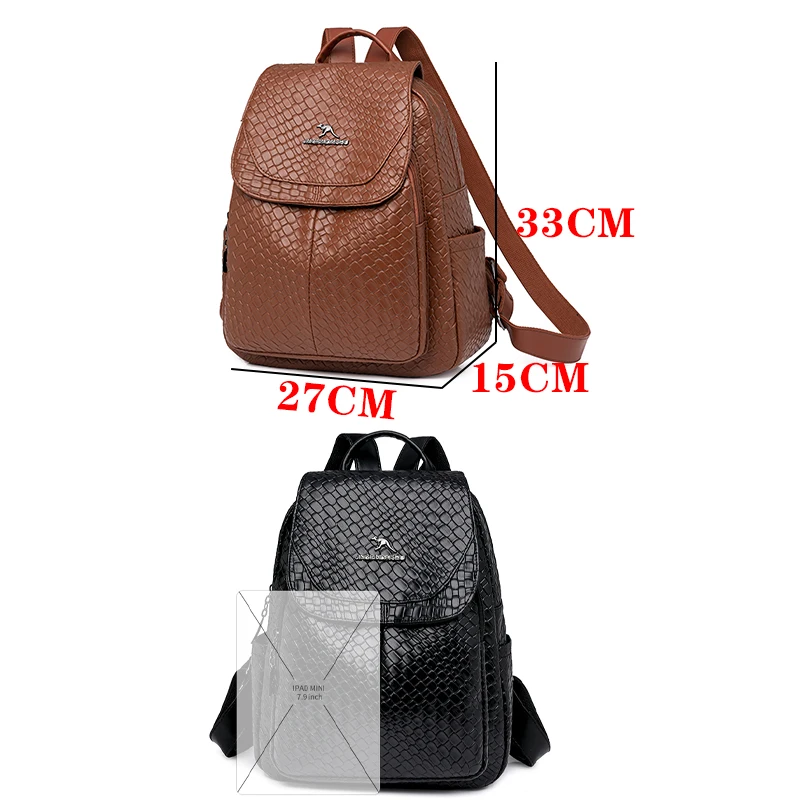 Vintage Women Leather Backpack Purse for Women 2024 Wysokiej jakości plecak damski Duża torba na książki dla dziewczynki Sac a Dos