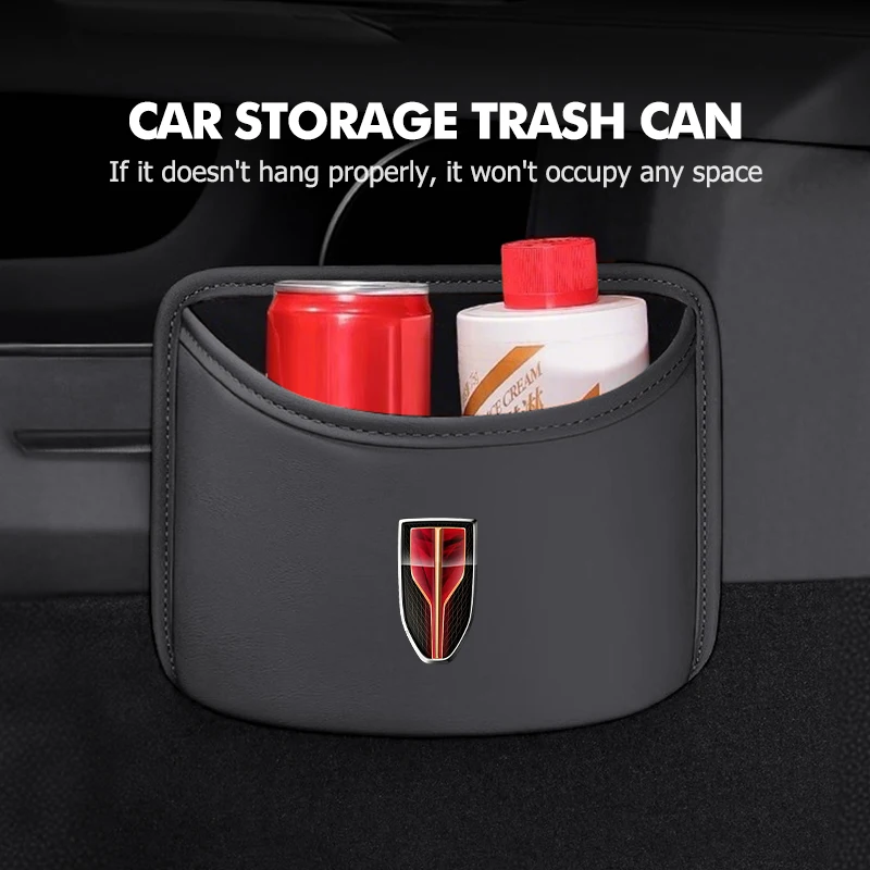 Leather Car Trash Can Suspended Garbage Bin Storage Bag For Hong Qi Red Flag H9 2019 2020 2021 2022 E-HS3 HS5 HS7 HS9