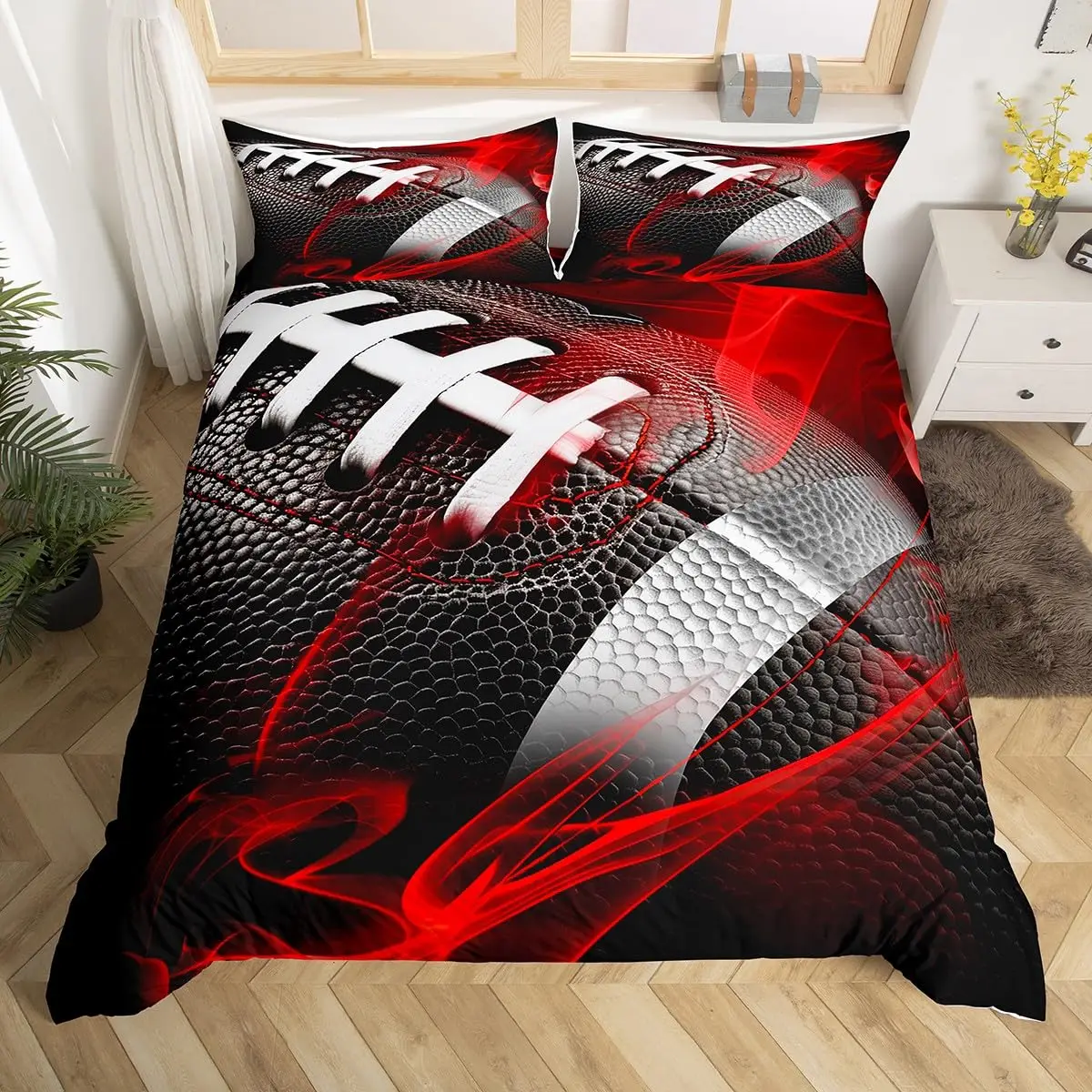 Football Duvet Cover Set Kids Rugby Sports Bedding Set American Football Comforter Cover Ball Sports Quilt Cover Twin Queen King