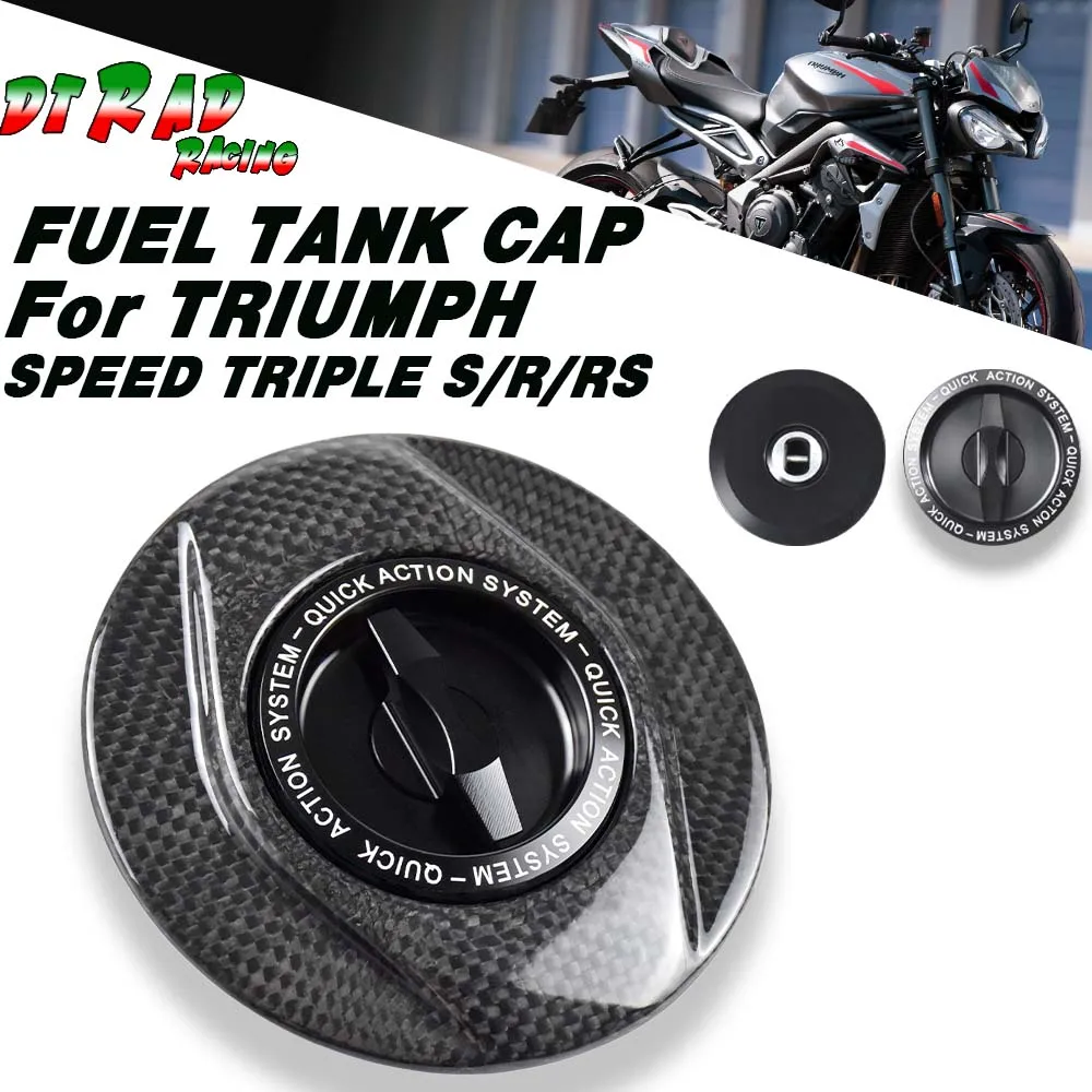 Motorcycle Quick Tuen Carbon Fiber Fuel Tank Cap For TRIUMPH SPEED TRIPLE S/R/RS Gasoline Key Plug Locking Oil Filler Cover