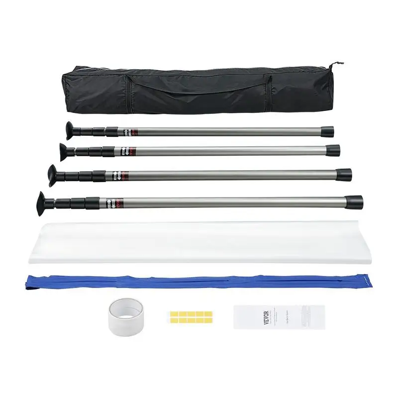 Porte/mur anti-poussière 230 x 120 cm, porte de chantier avec fermeture magnétique, protection anti-poussière très fiable, porte de chantier pour rénovations et transformations, support réglable 0,9-3 m