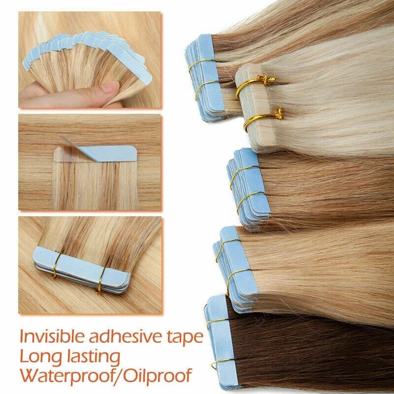 

20pcs/pack 100% Human Hair Tape In Extensions 12-26 Inch Straight Hair For Bohemian Look Wholesale Cheap Fast Delivery