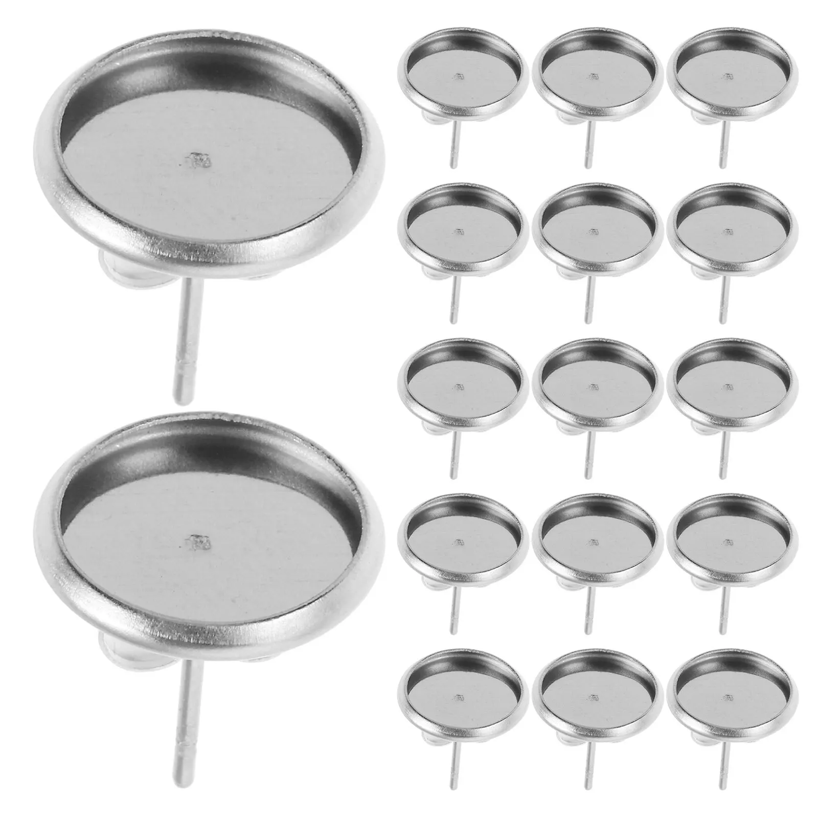 

180Pcs Stainless Steel Stud Earring Bezel Tray Base Flat Round 6Mm Cabochon Post Cup Blanks for DIY Jewelry Making Findings