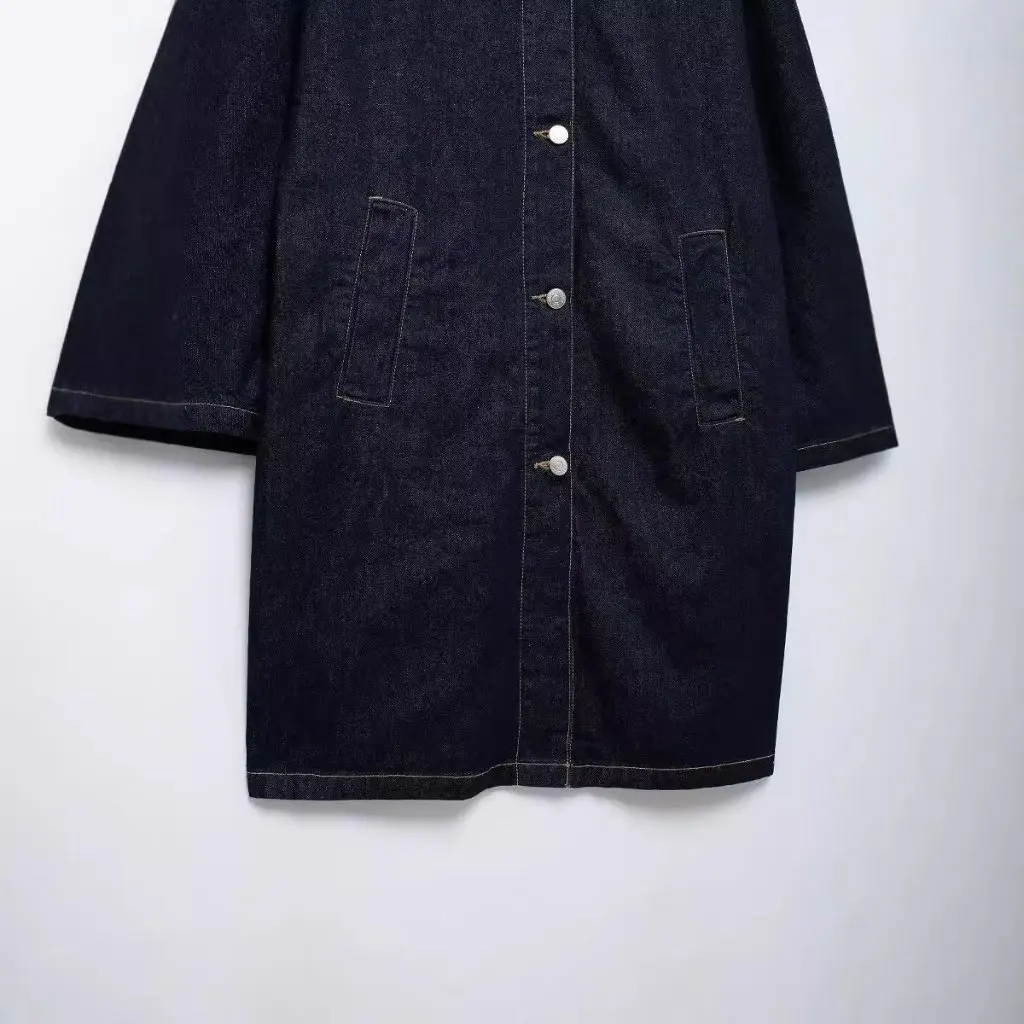 

Women's Loose Long Denim Windbreaker Jacket Autumn European American Style Wholesale 3607274