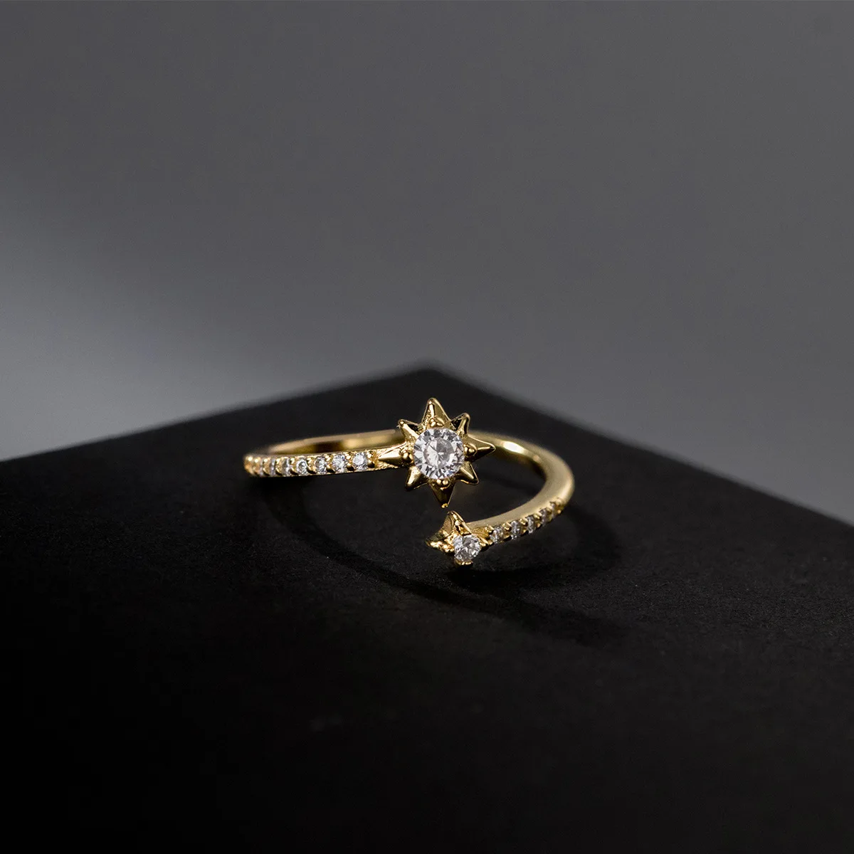 Women's 925 Sterling Silver Zircon Star Adjustable Ring