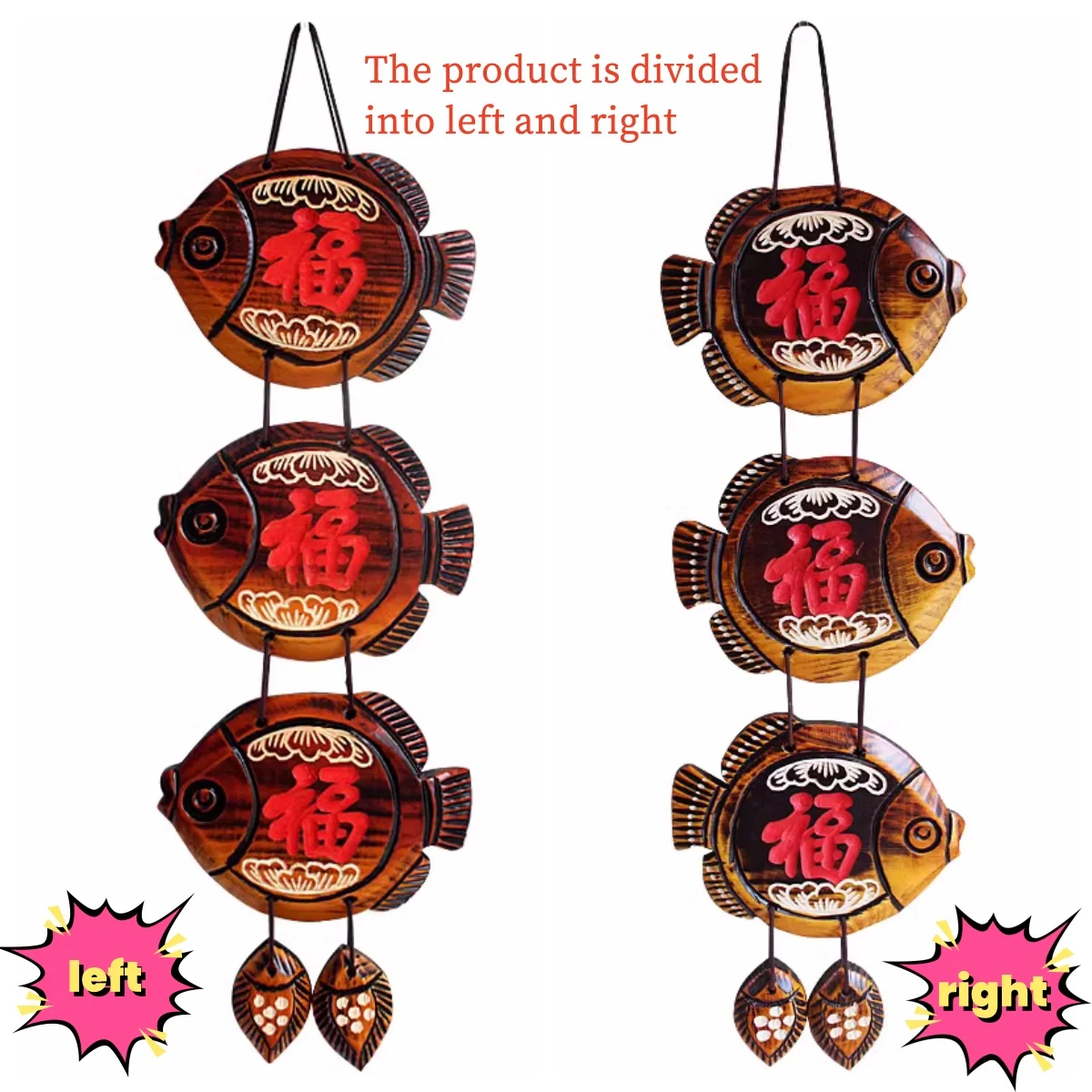 Винтажные деревянные настенные украшения в китайском стиле на удачу с изображением рыбы благословение налет для прихожей, коридора, спальни, настенные украшения