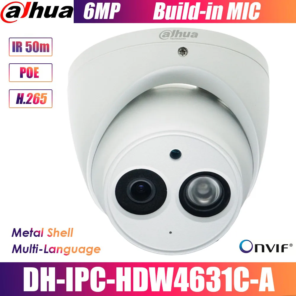 Dahua Multilingual Version IPC-HDW4631C-A 6MP Network IP Camera   POE CCTV Security Built-in MIC 30M  50M IR H.265