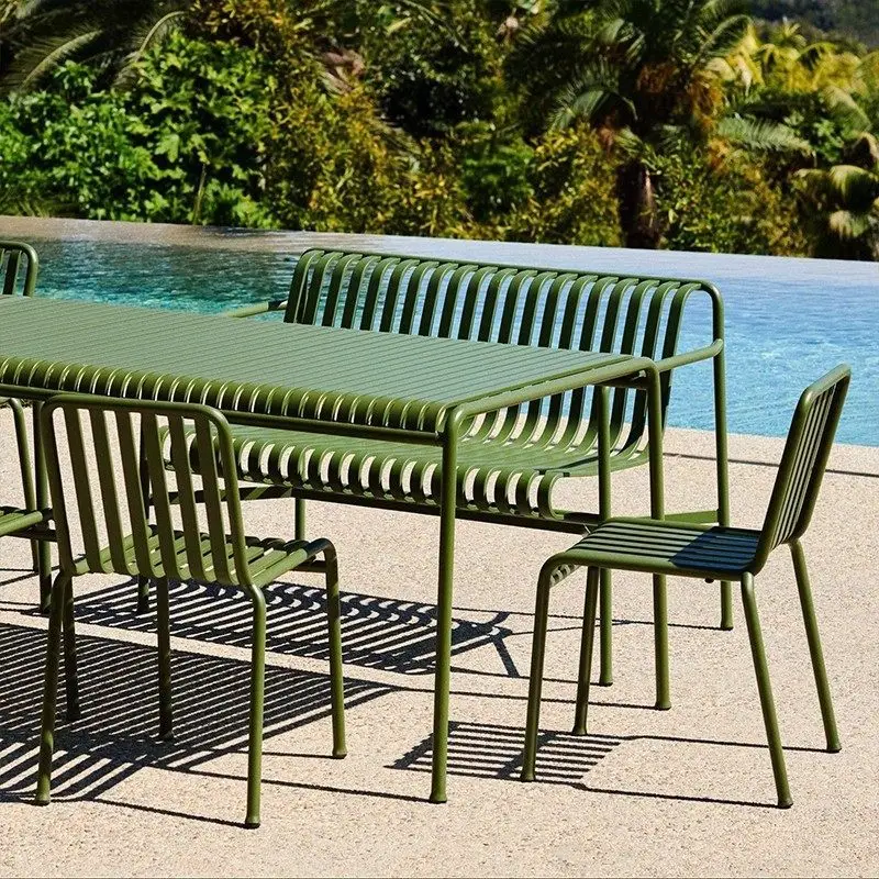 

Modern simple leisure courtyard outdoor tables and chairs waterproof and sunscreen milk tea shop cafe wrought iron outdoor outdo