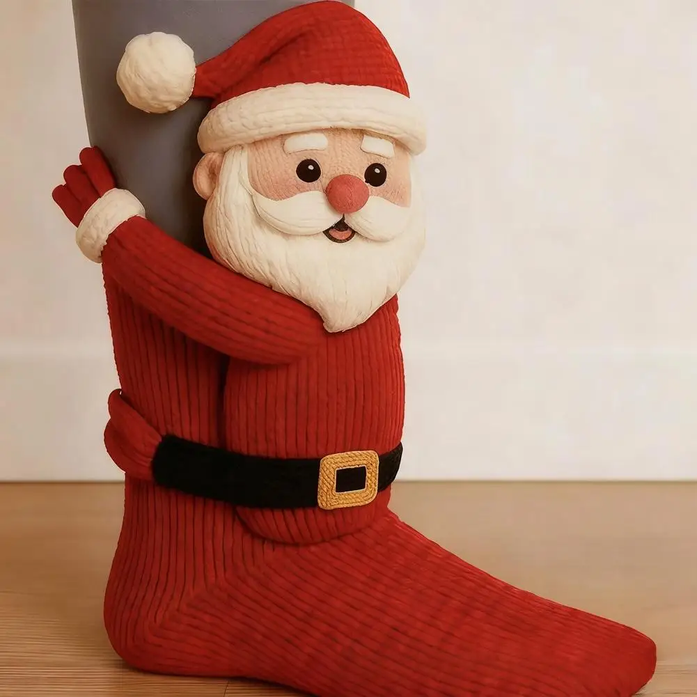 ثلاثية الأبعاد محبوك جوارب بصور حيوانات النمر القط الغزلان أرنب لطيف الجوارب الحيوانية الدافئة في الشتاء عيد الميلاد سانتا كلوز شجرة عيد الميلاد هدية الجوارب #6