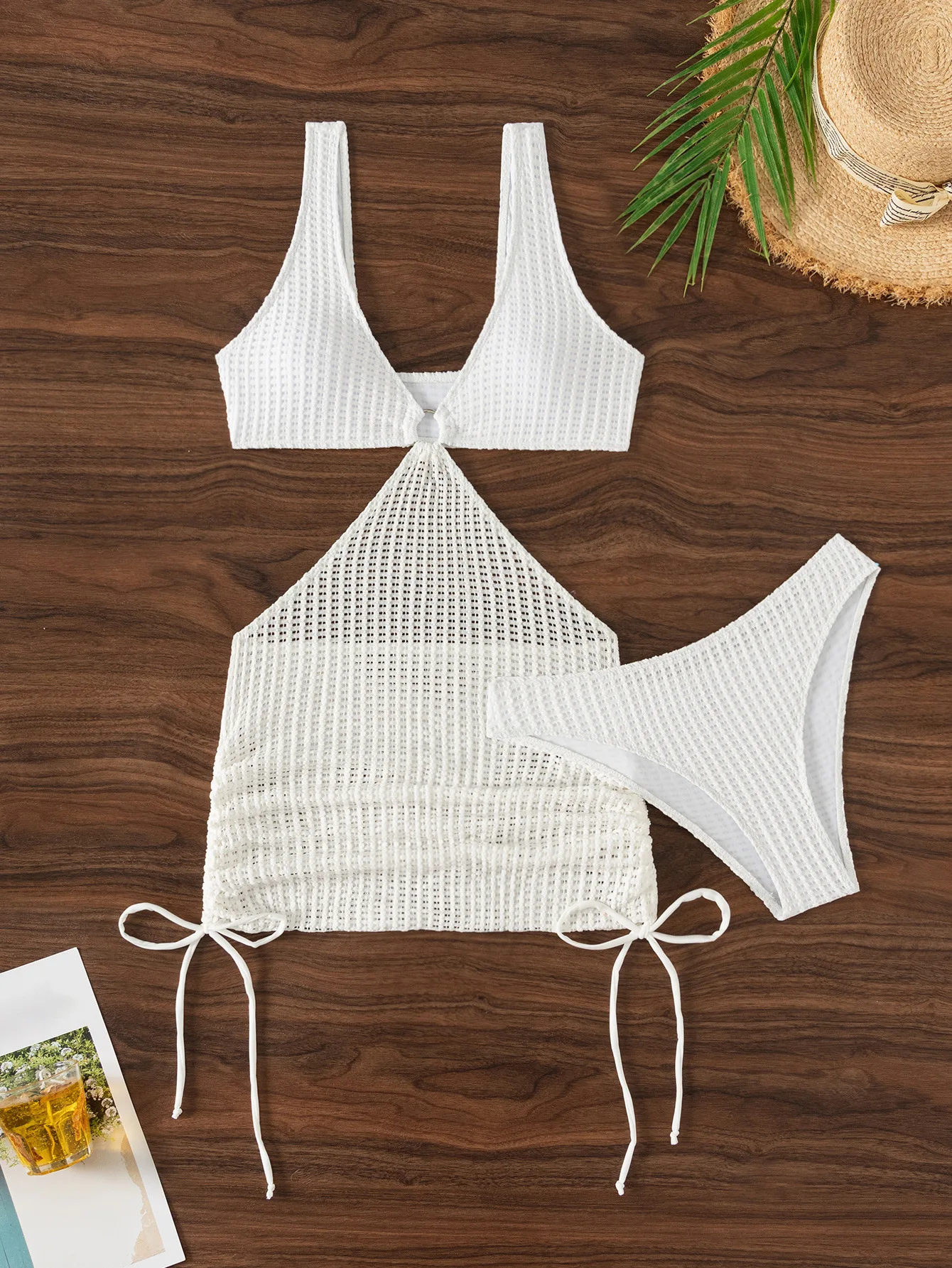 

Summer New Sexy Solid Color Knitted Hollow One-piece Bikini Women's Swimsuit