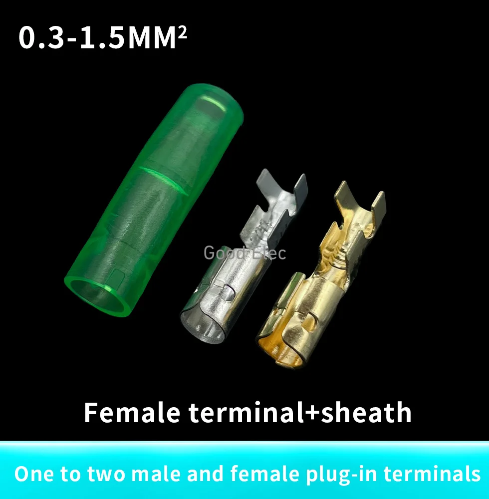 4.0 bullet terminal car electrical wire connector diameter 4mm Female + Male + Case Cold press terminal Green 25/50/100sets