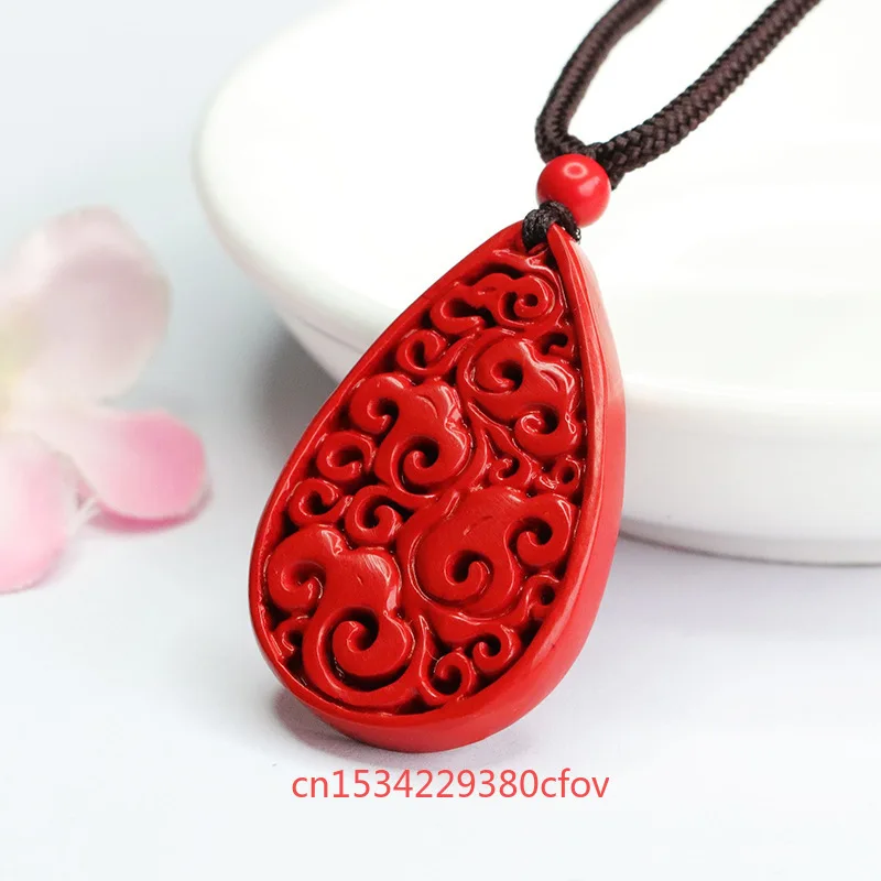 Luxury Red Cinnabar Water Droplet Simplicity Pendant Gemstone Necklace Real Natural Jewelry Women Accessories Bestseller Gifts