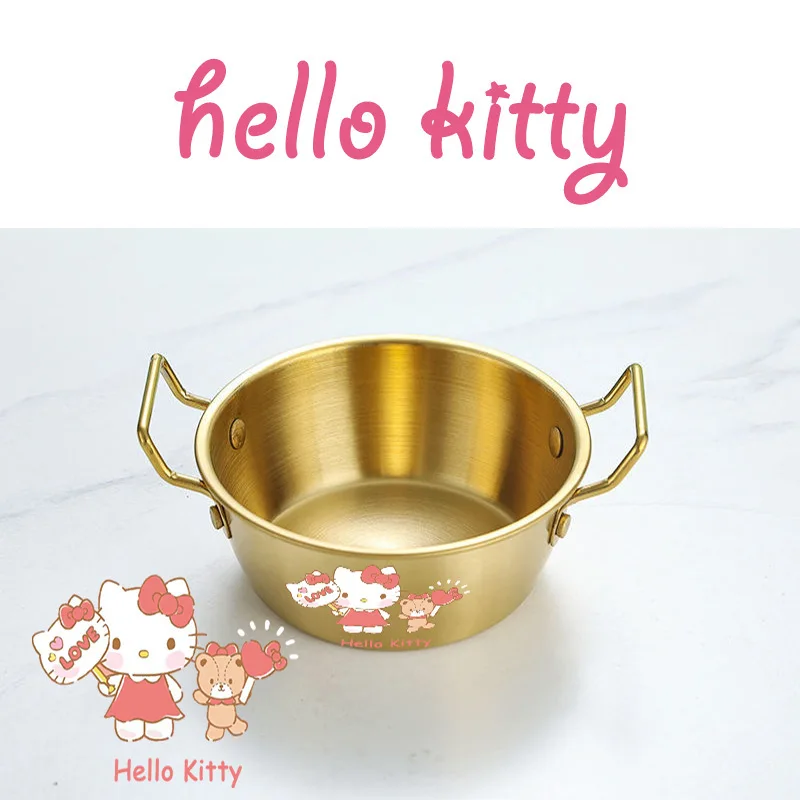 Periferiche Kawaii Sanrio Cinnamoroll Hello Kitty Pochacco Ciotola per noodle istantanei coreana in acciaio inossidabile 304 Ciotola a doppio orecchio