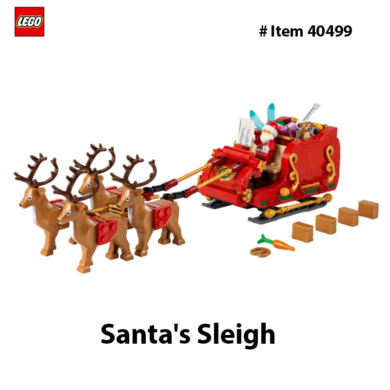 LEGO 40499 Santa's Sleigh - Building Toys for Kids, Indoor Christmas Decorations for Home W/Santa Claus Figurine & Reindeer