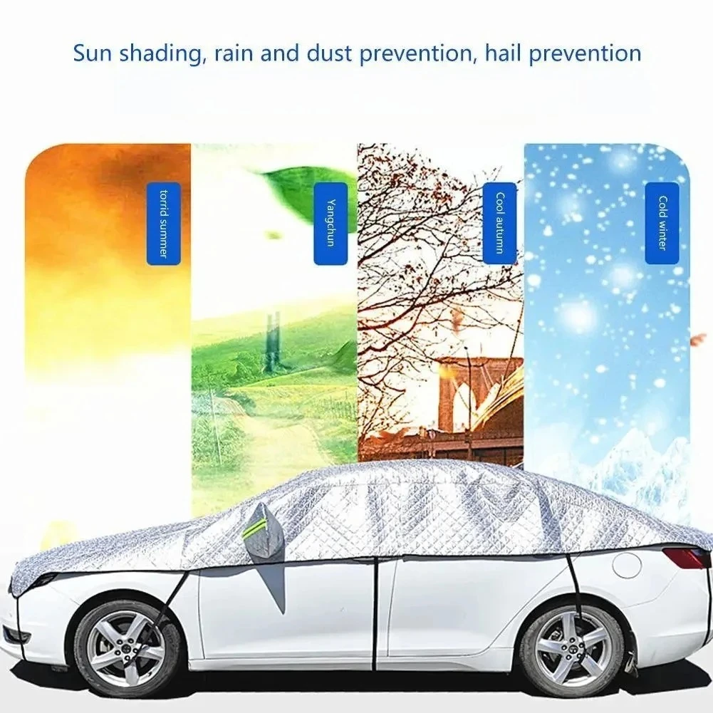 Acessórios para Carro, Protetor Solar, Cobertura Semi-Completa, Proteção Contra Chuva, Cobertura Isolante Térmica, Cobertura Contra Poeira para Carro, PEVA, Moldagem em Alumínio