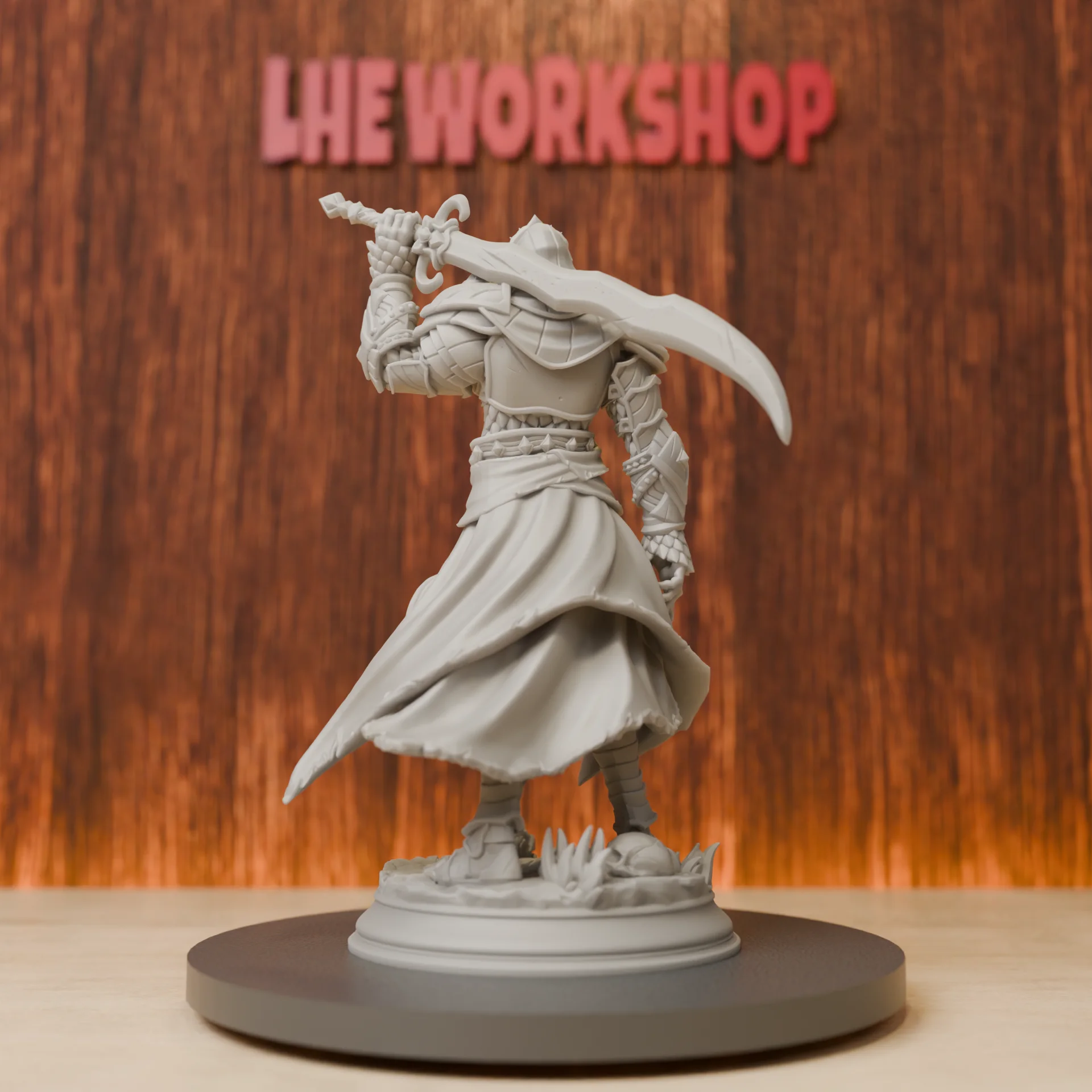 Scimitar Warrior Miniatures | 28mm-75mm | Resin 3D Printed DND Pathfinder Mini | Unpainted Grey