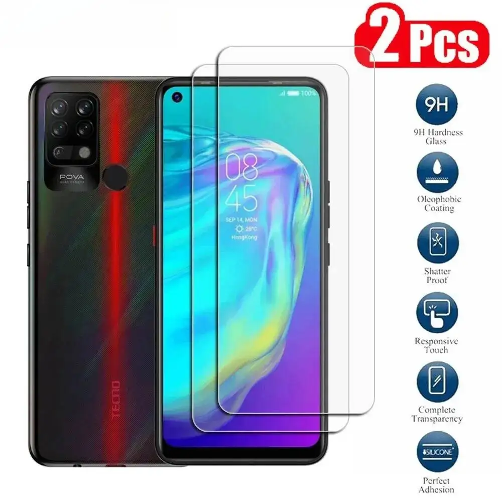 

2PCS Original Protective Tempered Glass For Tecno Ultra 7Pro 7 6 Pova 5 4 Pro Neo Screen Protector Protection Cover Film