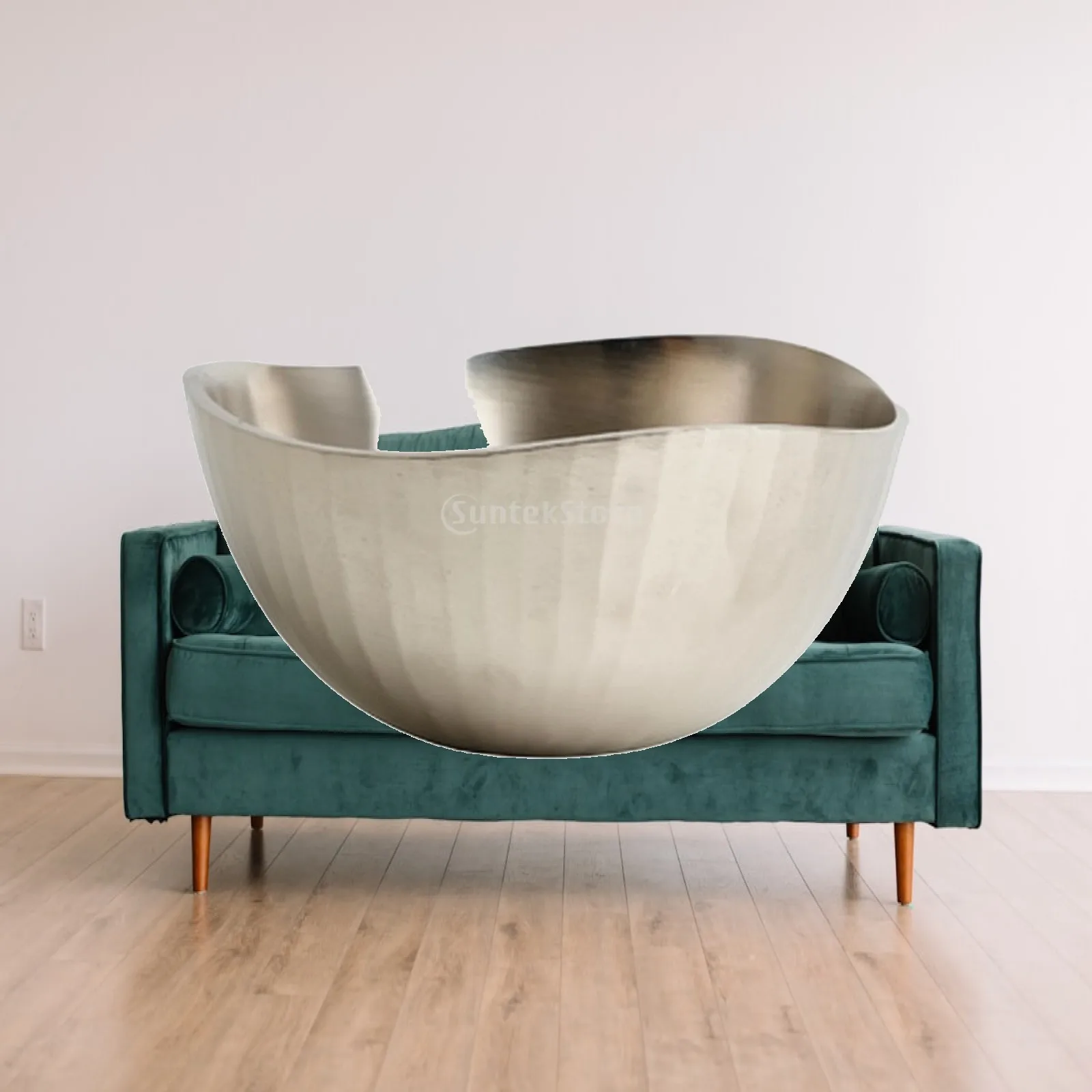 Aluminum Storage Bowl Polished Finish Bowl with Faceted Exterior Container Tabletop Modern for Living Room, Entryway