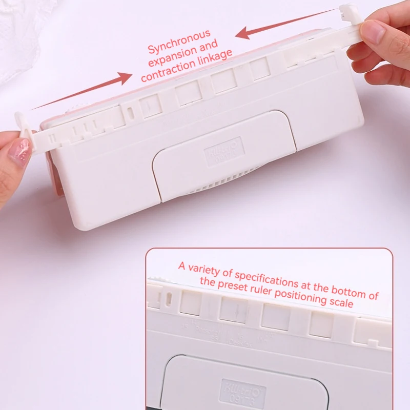 Kw-Trio 조정 가능한 6홀 데스크탑 펀치 펀처(A4/A5/A6/A7/B5/개인용/데스크팩스 다이어리 플래너 오거나이저용) 10매 용량