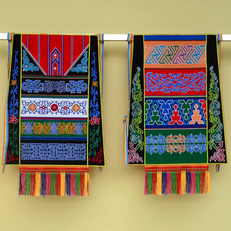 Tibetan Style Multicolor Embroidered Apron with Raised Stitching Traditional Decorative Clothing for Cultural Events and Gifts