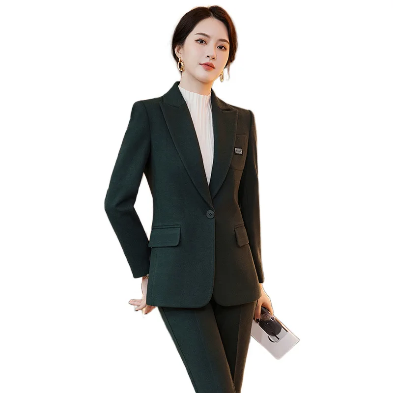Terno profissional para mulheres, roupa de trabalho elegante de outono e inverno, terno de negócios estilo primavera e outono, terno formal, roupa de trabalho, F