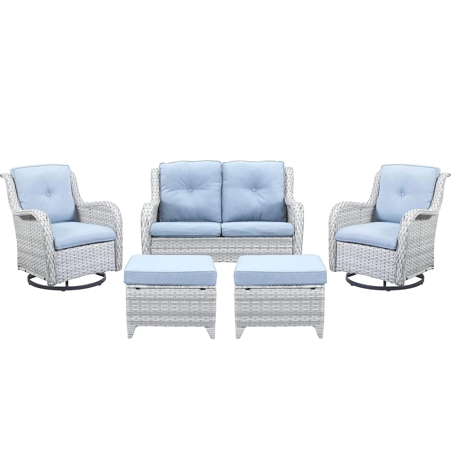 

5 Piece Outdoor Patio Furniture Set - Patio Wicker Furniture Conversation Set, Outdoor Swivel Rocker Chairs With, Customized