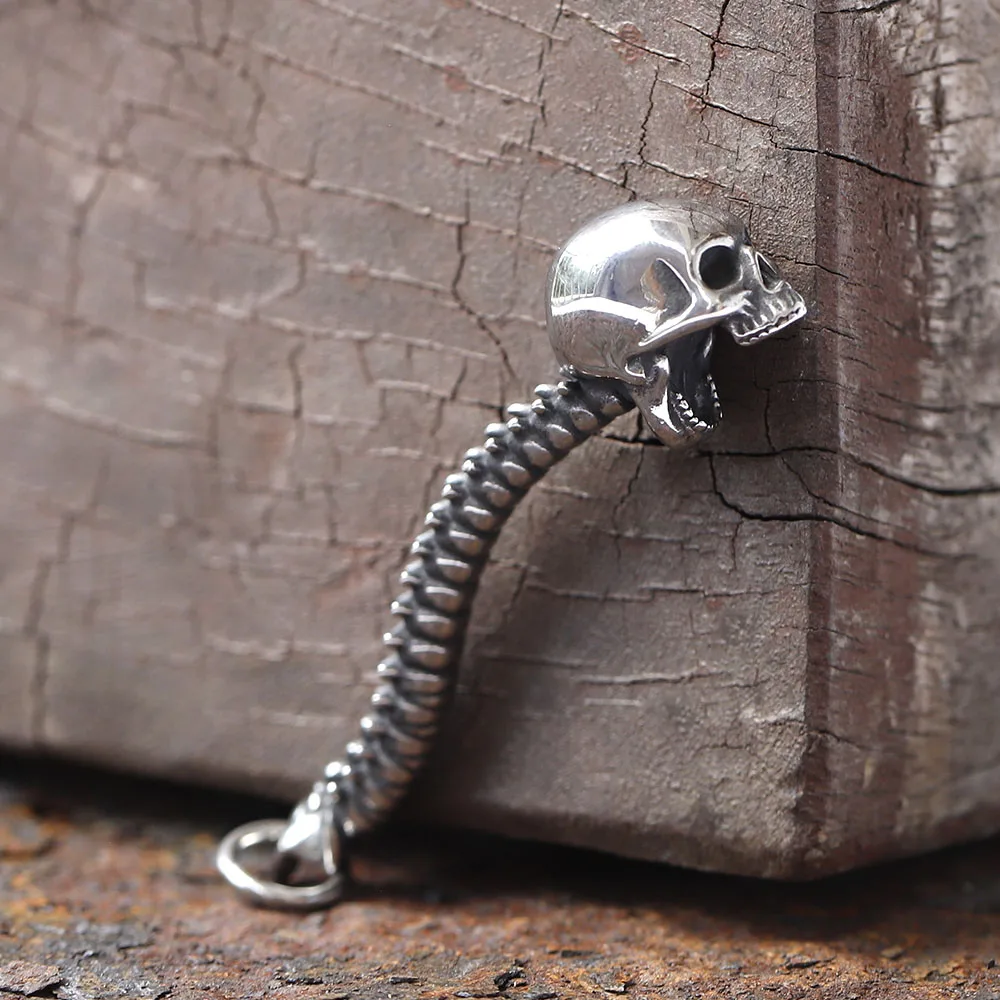 الفولاذ المقاوم للصدأ هيكل عظمي الجذع قلادة للرجال ، ألم الجمجمة العمود الفقري الراب الصخري ، سلسلة قلادة القطعي ، الذكور راكب الدراجة النارية حزب هدية المجوهرات