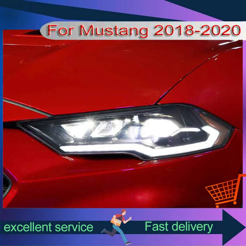 Headlights For 2018-2020 Ford Mustang Front Lamps Assembly US Edition Refit LED DRL Dynamic Turn Signal Lights Auto Accessories