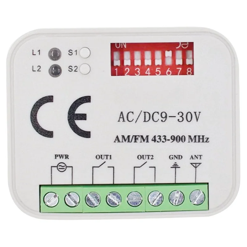 Module récepteur de porte de Garage à 2 canaux, fréquence universelle 9-30V, 300-900MHz, fonctionne 