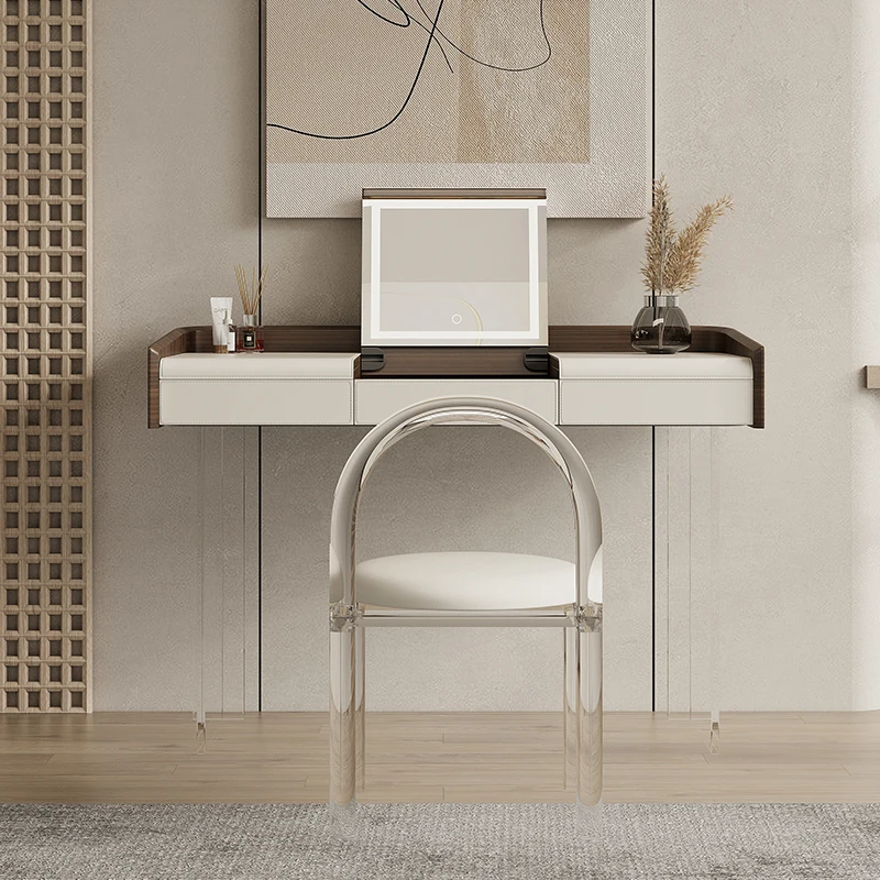 

Dresser bedroom modern and simple, solid wood bay window dressing table acrylic