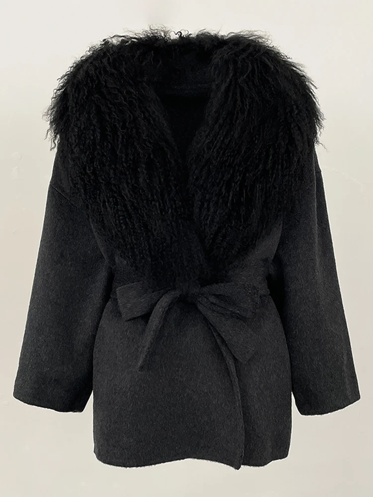 ملابس شتوية جديدة لعام 2025 معطف فرو حقيقي للسيدات على الموضة منغوليا الطبيعية سترة صوفية من فرو الأغنام ملابس صوف للسيدات